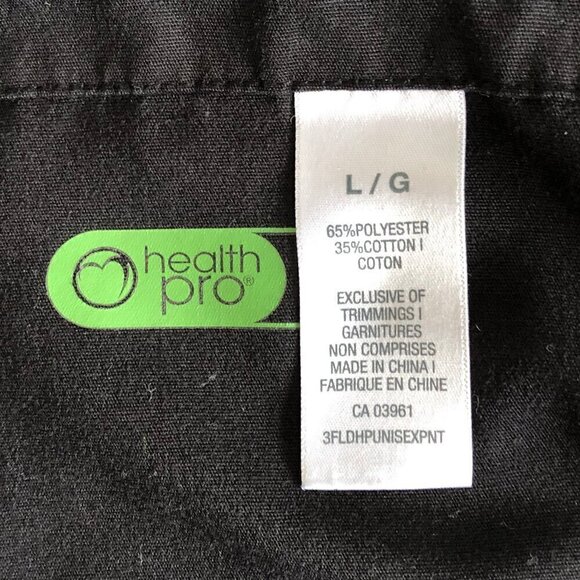 HealthPro L'Équipeur Marks Unisex Scrubs Pockets Black Healthcare Work Large - Picture 5 of 11